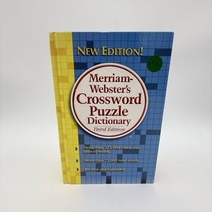 Merriam Webster's Crossword Puzzle Dictionary Third Edition Hardcover Book